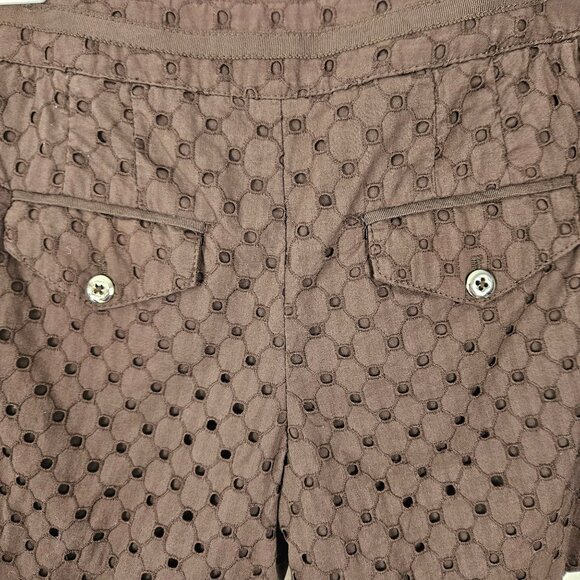 White House Black Market Brown Eyelet Shorts Womens Size 4 Summer Cute Stylish - Picture 7 of 9